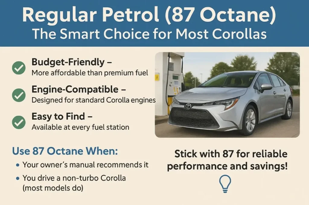 Regular Petrol (87 Octane) – Best for Most Corollas